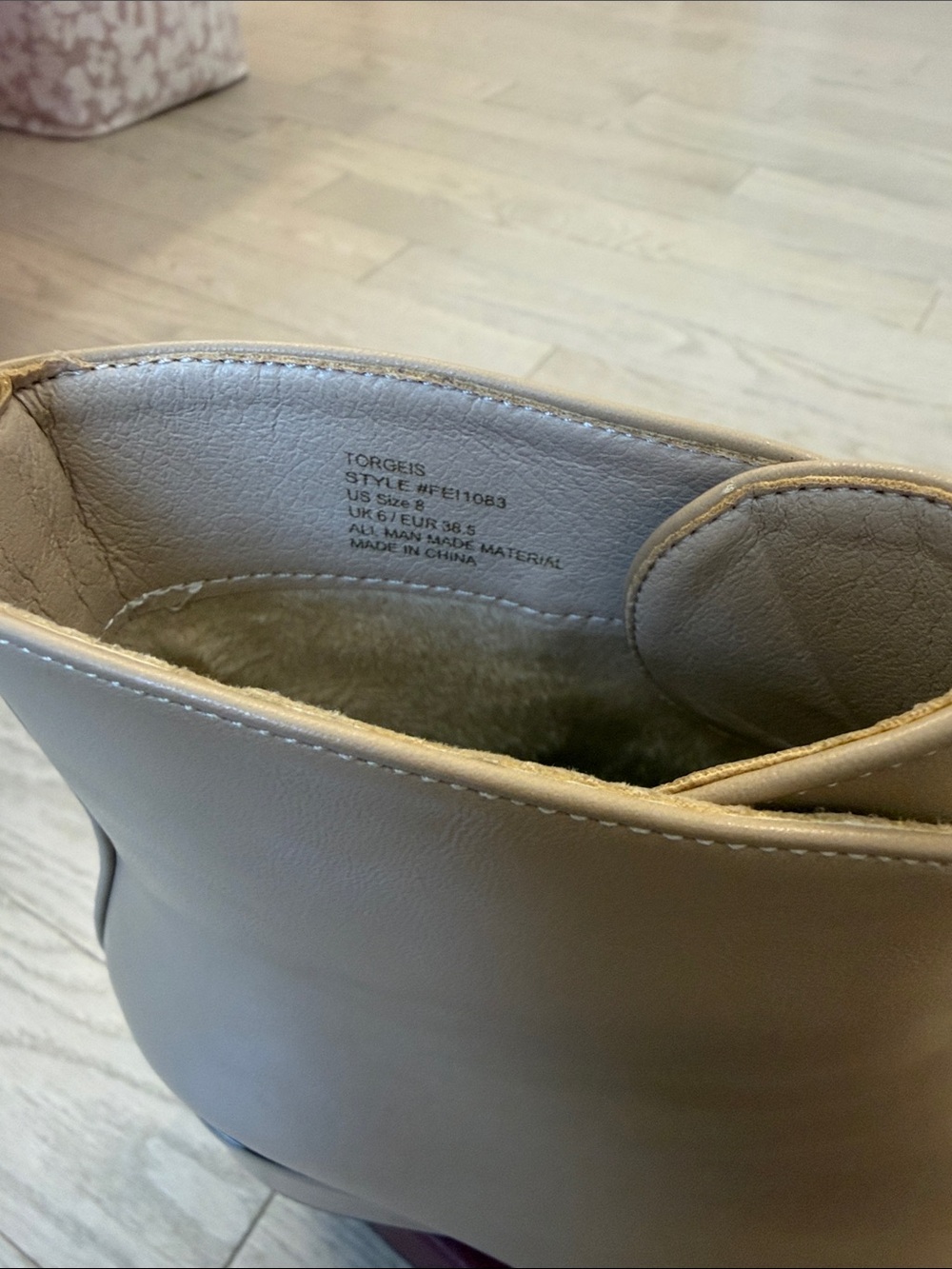 Corgis Beige Leather Ankle Boots with Sculpted Black-Trim Heel - Picture 2 of 6